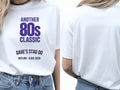 Personalised 80s Tee — white tee, front and back view