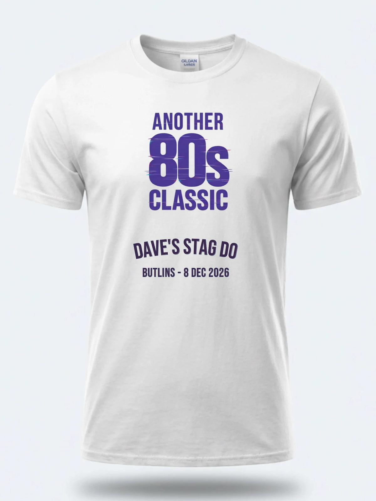 Personalised 80s Tee — white tee, front view