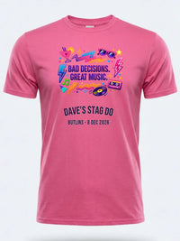 Personalised 80s Tee — pink tee, front view