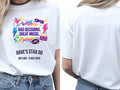 Personalised 80s Tee — white tee, front and back view