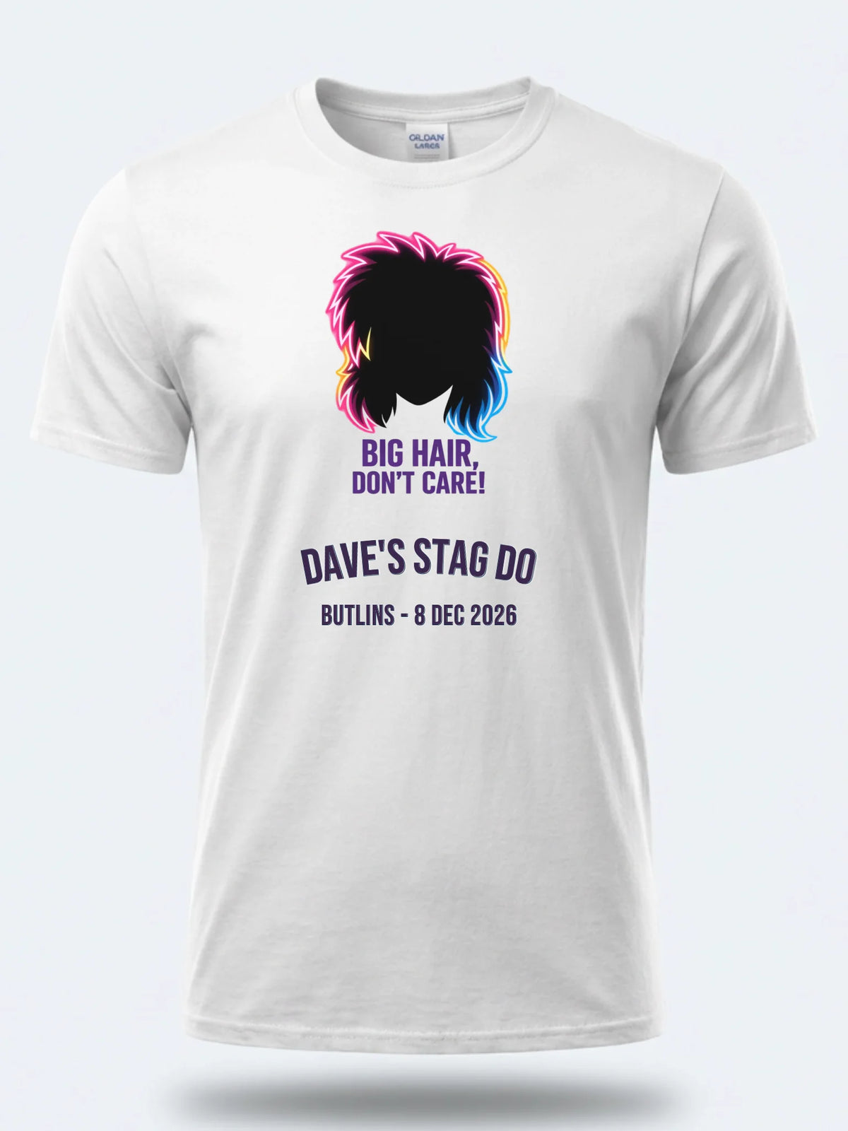 Personalised 80s Tee — white tee, front view