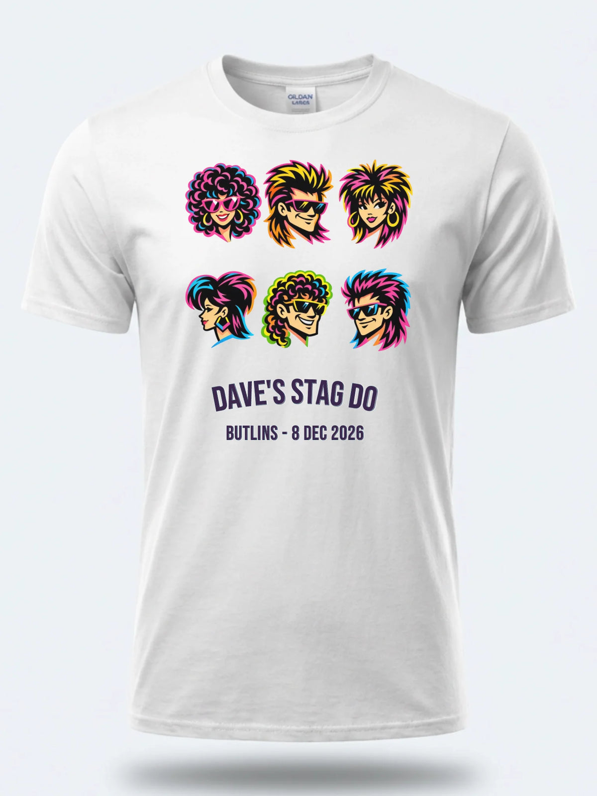 Personalised 80s Tee — white tee, front view