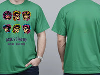Personalised 80s Tee — irish green tee, front and back view