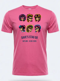 Personalised 80s Tee — pink tee, front view