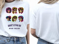 Personalised 80s Tee — white tee, front and back view