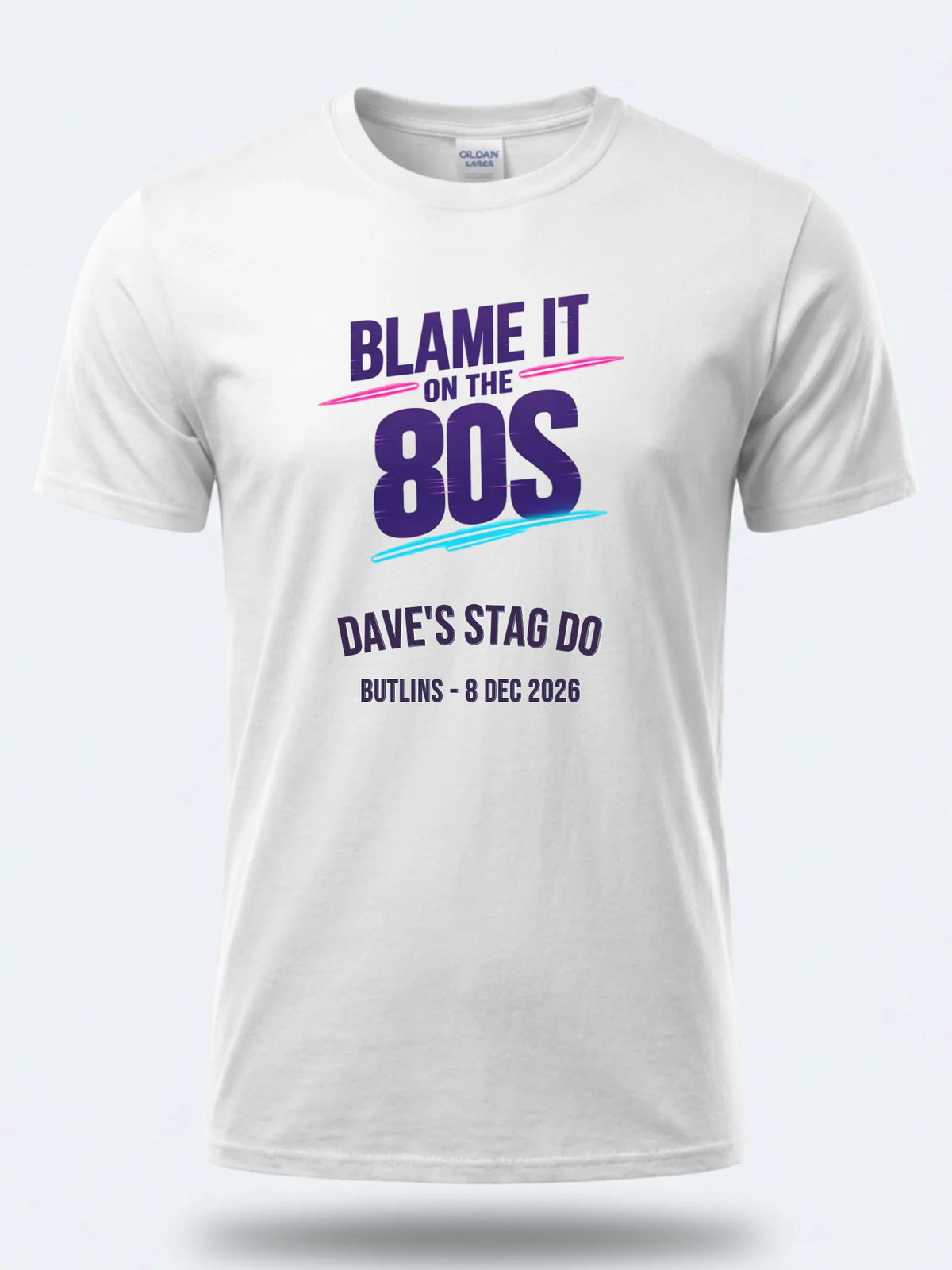 Personalised 80s Tee — white tee, front view