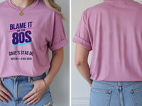 Personalised 80s Tee — azalea tee, front and back view