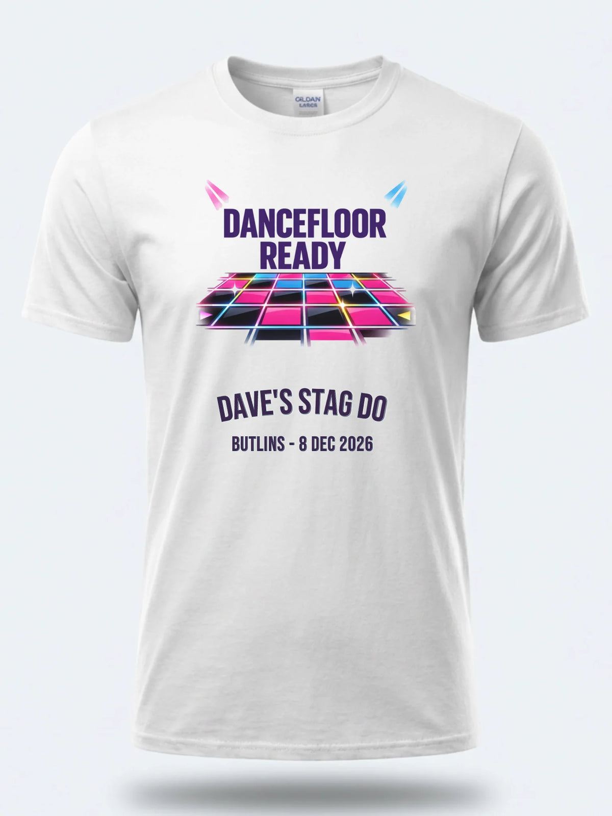 Personalised 80s Tee — white tee, front view