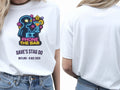 Personalised 80s Tee — white tee, front and back view