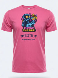 Personalised 80s Tee — pink tee, front view