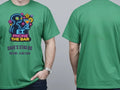 Personalised 80s Tee — irish green tee, front and back view
