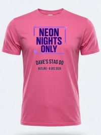 Personalised 80s Tee — pink tee, front view