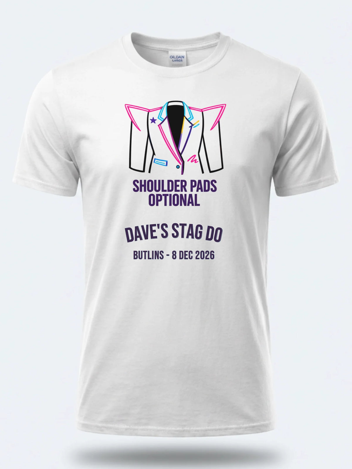 Personalised 80s Tee — white tee, front view