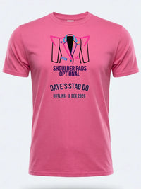 Personalised 80s Tee — pink tee, front view