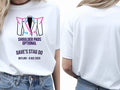 Personalised 80s Tee — white tee, front and back view