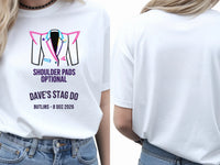 Personalised 80s Tee — white tee, front and back view