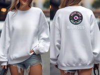 Personalised 80s Tee — white sweatshirt, front and back view