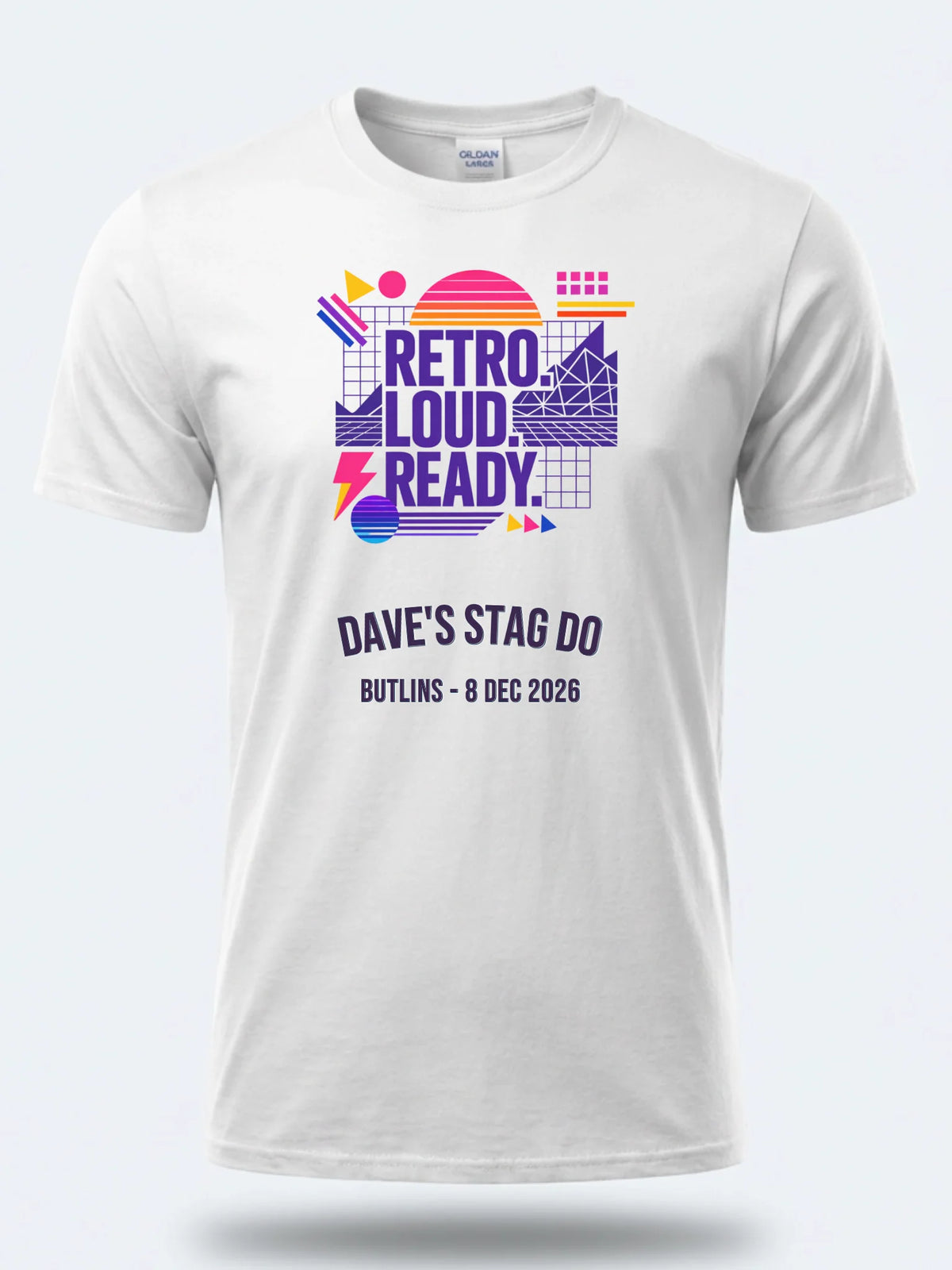 Personalised 80s Tee — white tee, front view