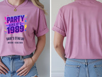 Personalised 80s Tee — azalea tee, front and back view