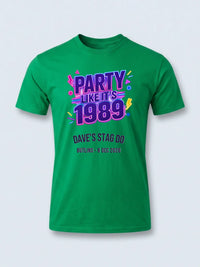 Personalised 80s Tee — irish green tee, front view