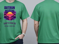 Personalised 80s Tee — irish green tee, front and back view