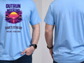 Personalised 80s Tee — carolina blue tee, front and back view