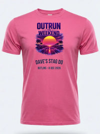 Personalised 80s Tee — pink tee, front view