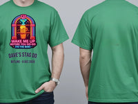Personalised 80s Tee — irish green tee, front and back view