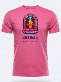 Personalised 80s Tee — pink tee, front view