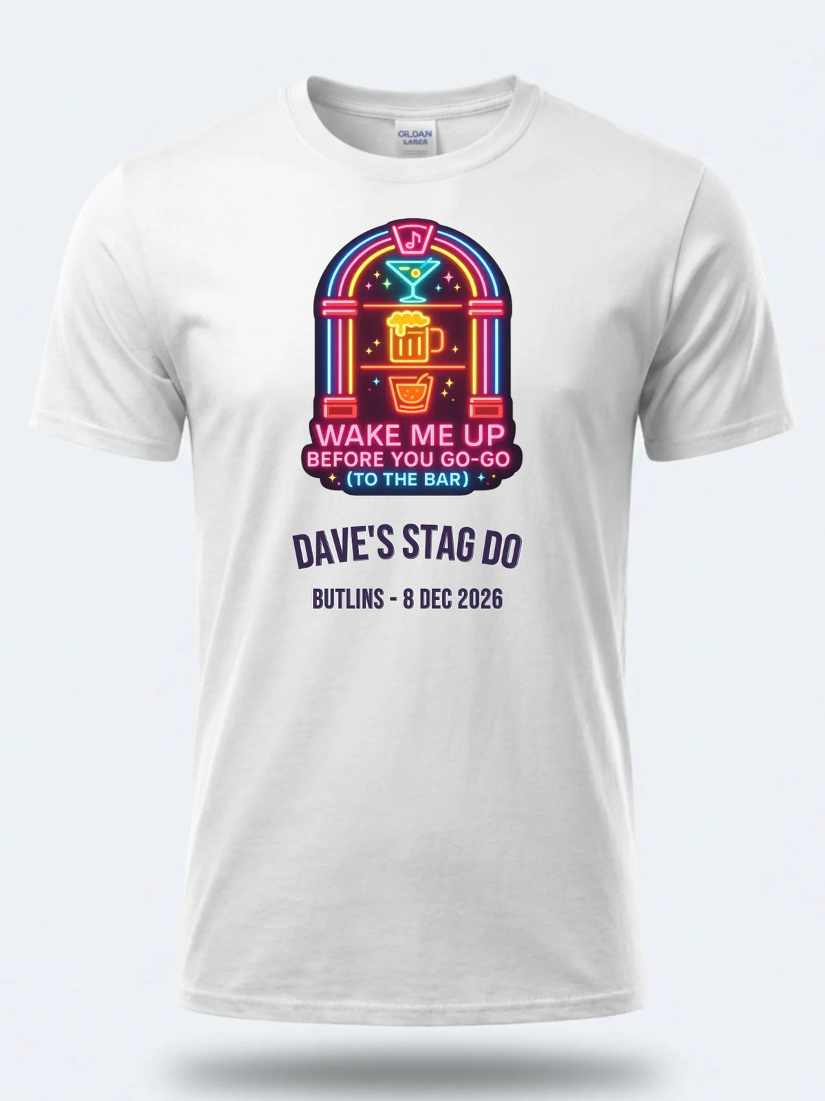 Personalised 80s Tee — white tee, front view