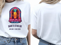 Personalised 80s Tee — white tee, front and back view