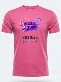 Personalised 80s Tee — pink tee, front view