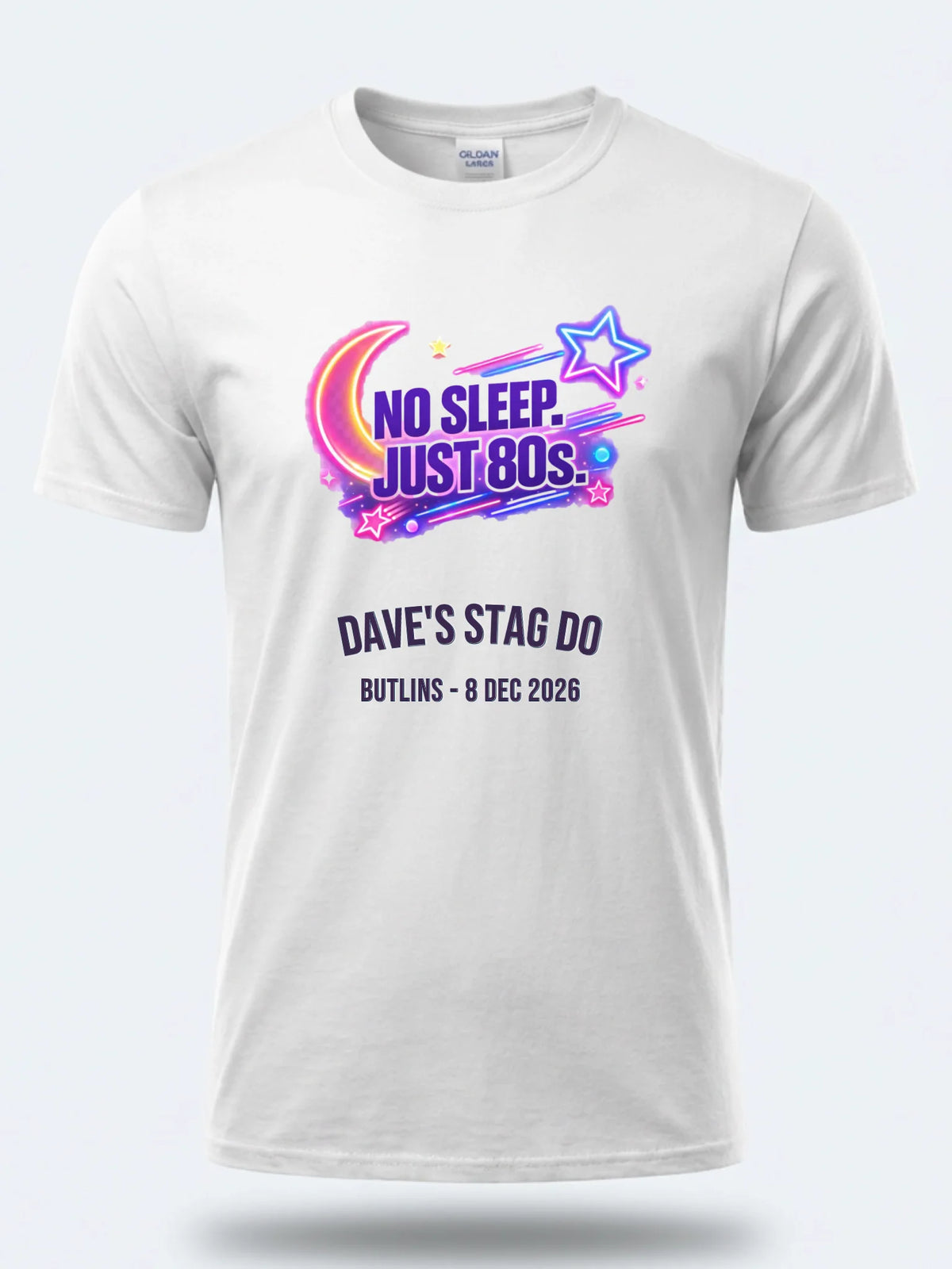 Personalised 80s Tee — white tee, front view