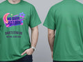Personalised 80s Tee — irish green tee, front and back view