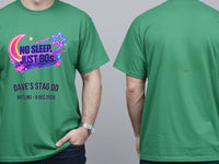 Personalised 80s Tee — irish green tee, front and back view