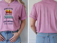 Personalised 90s Tee — azalea tee, front and back view