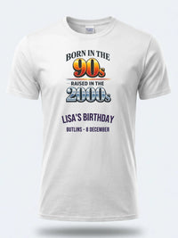 Personalised 90s Tee — white tee, front view