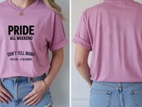 Personalised Pride Tee — azalea tee, front and back view