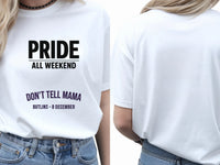 Personalised Pride Tee — white tee, front and back view