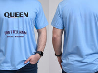 Personalised Pride Tee — carolina blue tee, front and back view