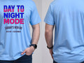 Personalised Ibiza Tee — carolina blue tee, front and back view
