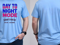 Personalised Ibiza Tee — carolina blue tee, front and back view