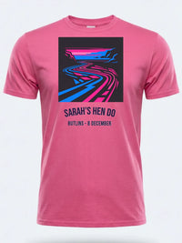 Personalised Ibiza Tee — pink tee, front view