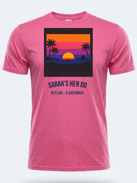 Personalised Ibiza Tee — pink tee, front view