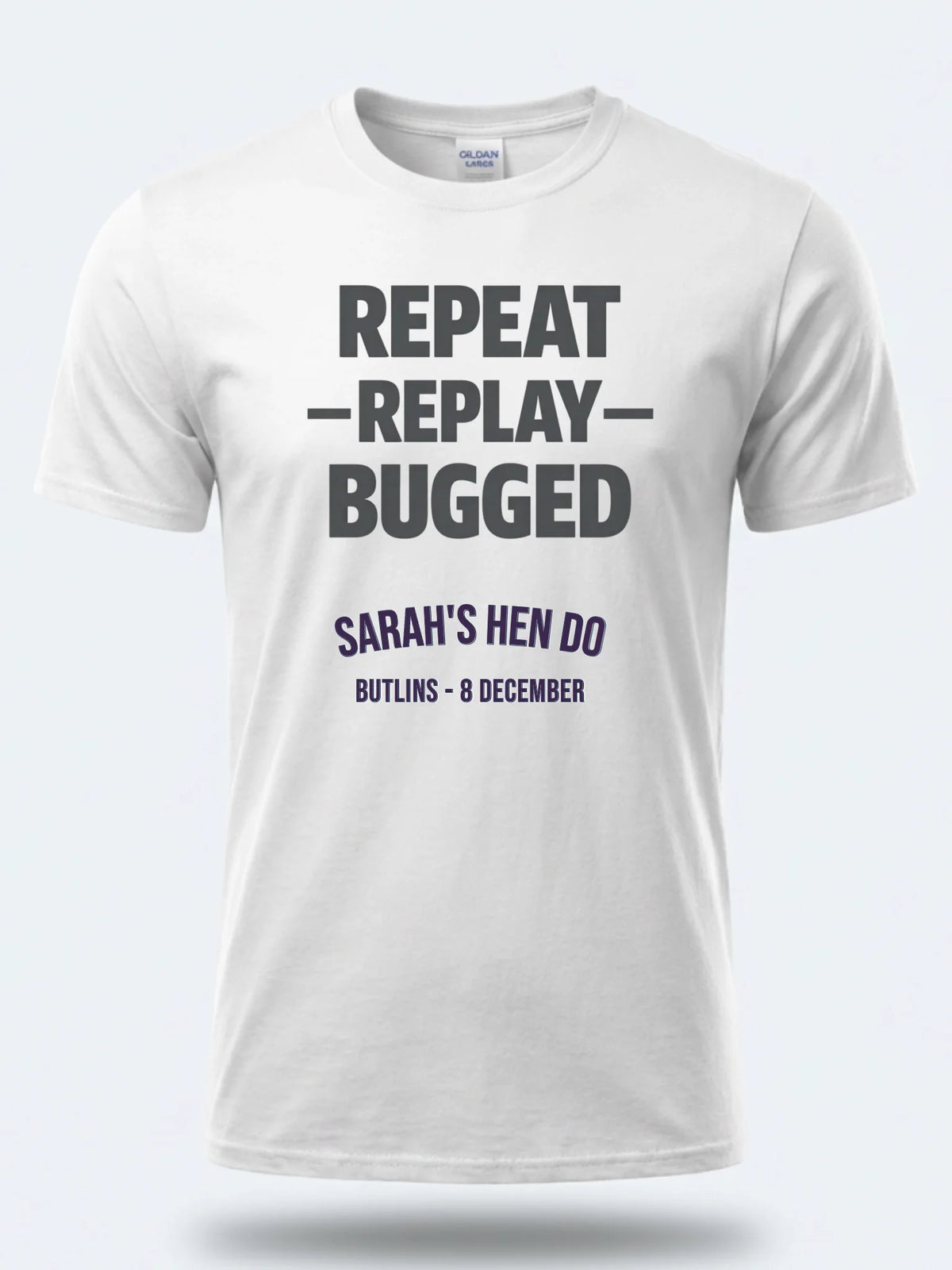 Personalised Bugged out Tee — white tee, front view