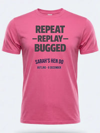 Personalised Bugged out Tee — pink tee, front view