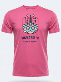 Personalised Bugged out Tee — pink tee, front view