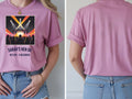 Personalised Bugged out Tee — azalea tee, front and back view