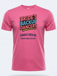 Personalised Hen Weekender Tee — pink tee, front view