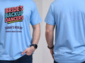 Personalised Hen Weekender Tee — carolina blue tee, front and back view